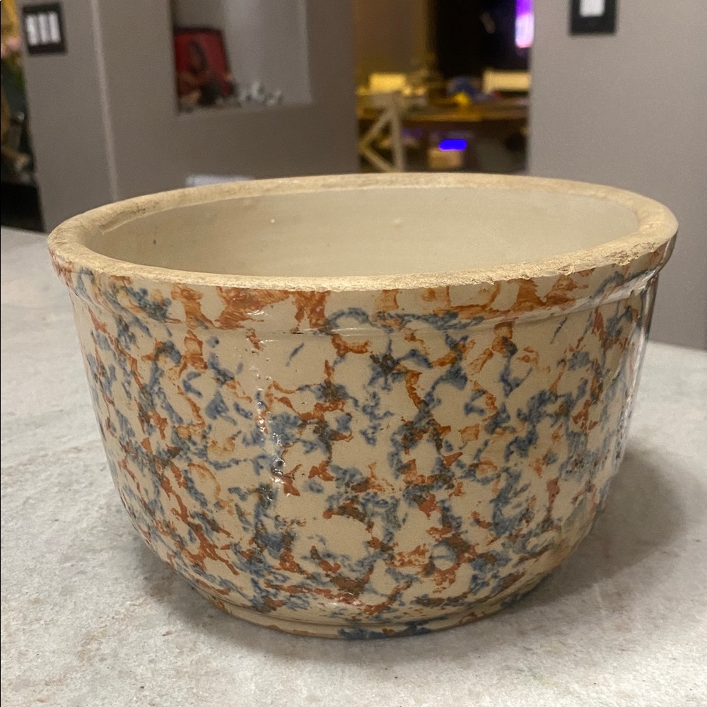 Red Wing 1920’s antique blue speckleware mixing bowl